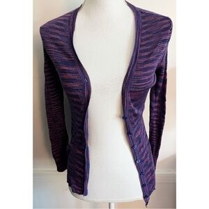 M by Missoni • Purple Mini Stripe Pattern Cardigan